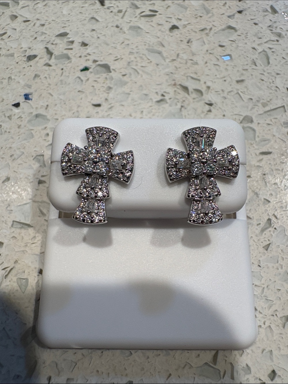 Sterling Silver Cross Stud Earrings with moissanite 2ct